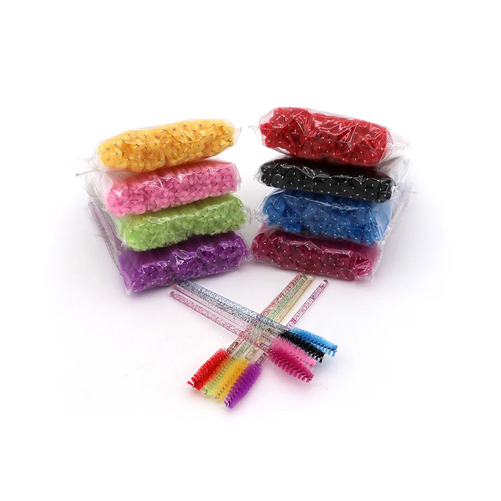 50pcs Mascara Wand Makeup Brushes Applicators Kit Eyelash Extensions Eyebrow Brush Container Black Disposable Eyelash Brush