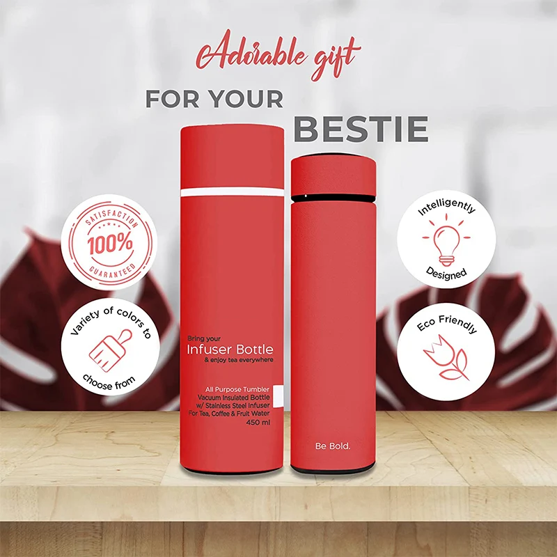 Hot Design 15oz Portable Girls Pink Skinny Infused Stainless Steel Water Bottle with Custom Logo