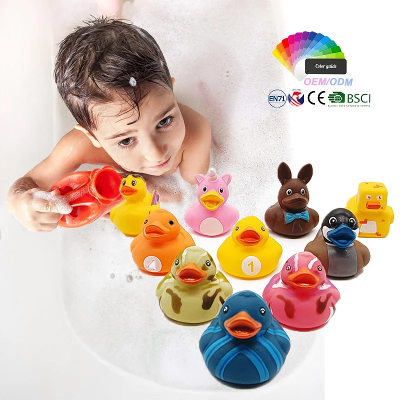Promotional Custom Plastic Toy Weighted Floating Bath Toy Rubber Ducky Bathtub Squeaky Bath Duck