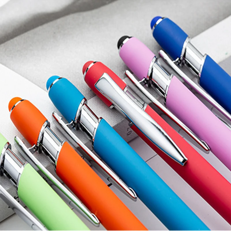 Manufacturer Direct Selling Aluminum Rod Press Pen, Spraying Meiji Metal Touchscreen Advertising Pen
