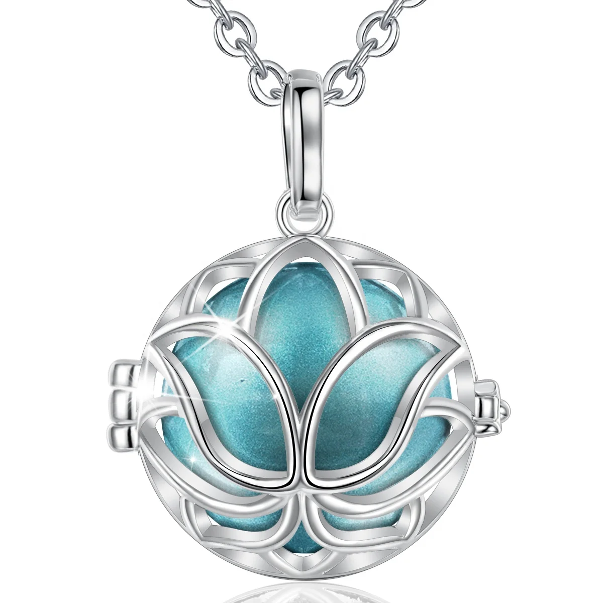 Popular Trending Silver Lotus Angel Chime Color Bola Cage Necklace Shenzhen Jewellery