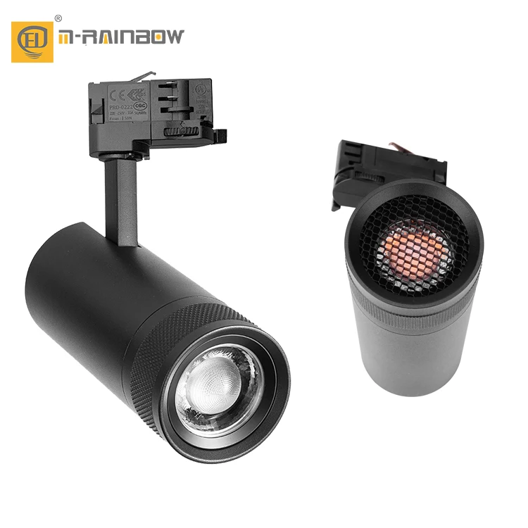 Indoor Black Aluminum Adjustable Moving Spotlight 10w 15w 20w 30w 36w Zoomable Led Track Light For Project Showroom