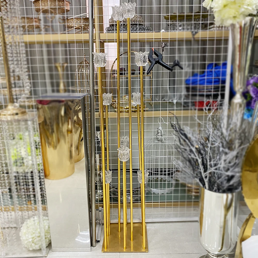 Simple wedding electroplating golden road lead outdoor wedding candlestick arrangement decorative street lamp