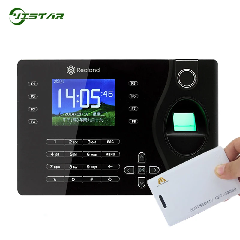 
Hot Sale Biometric Fingerprint Time Recording 125KHz RFID Card Time Attendance System A C081 Realand Support P2P Cloud Service 