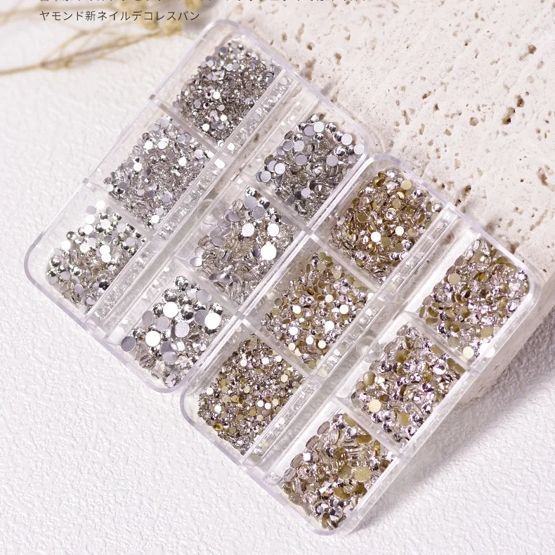 
6 Grid Shinning Glass Crystal Dimond Box Package nail rhinestone boxes Nail Art Rhinestones Supplies For Nail art 