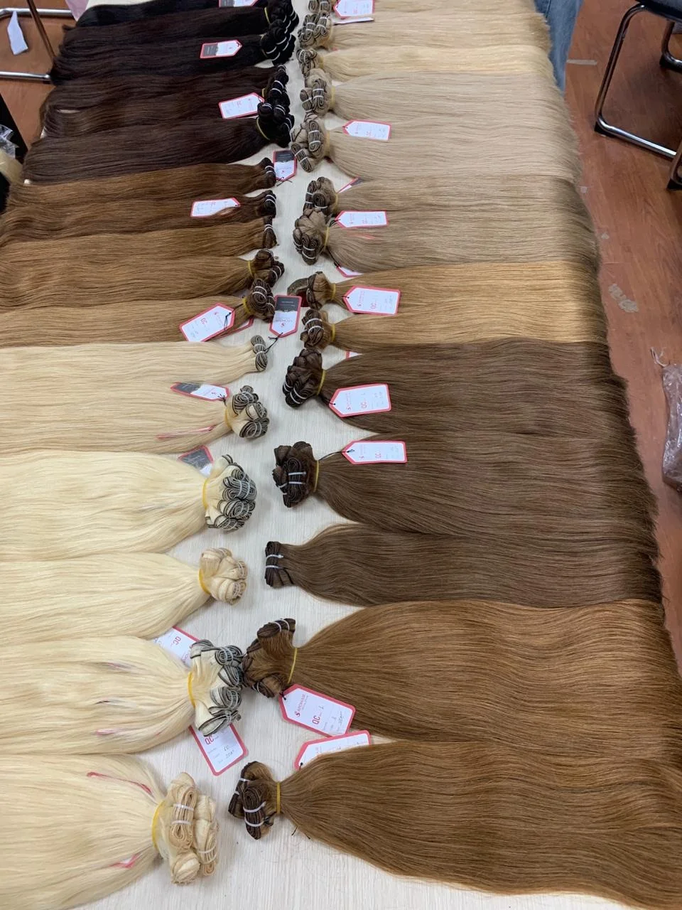 
100% Virgin Cuticle Aligned Human Hair Extension,virgin human hair wholesale double drawn quality, straight hair machine sewing 