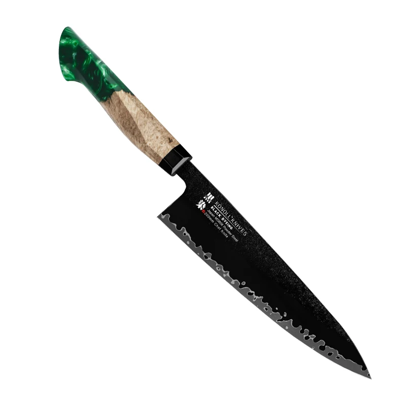BLACK DYEING  200 mm Chef Knife 3 Layers Clad Steel  Kitchen Knife  Japan  MD606 Powder Steel Core stabilization w