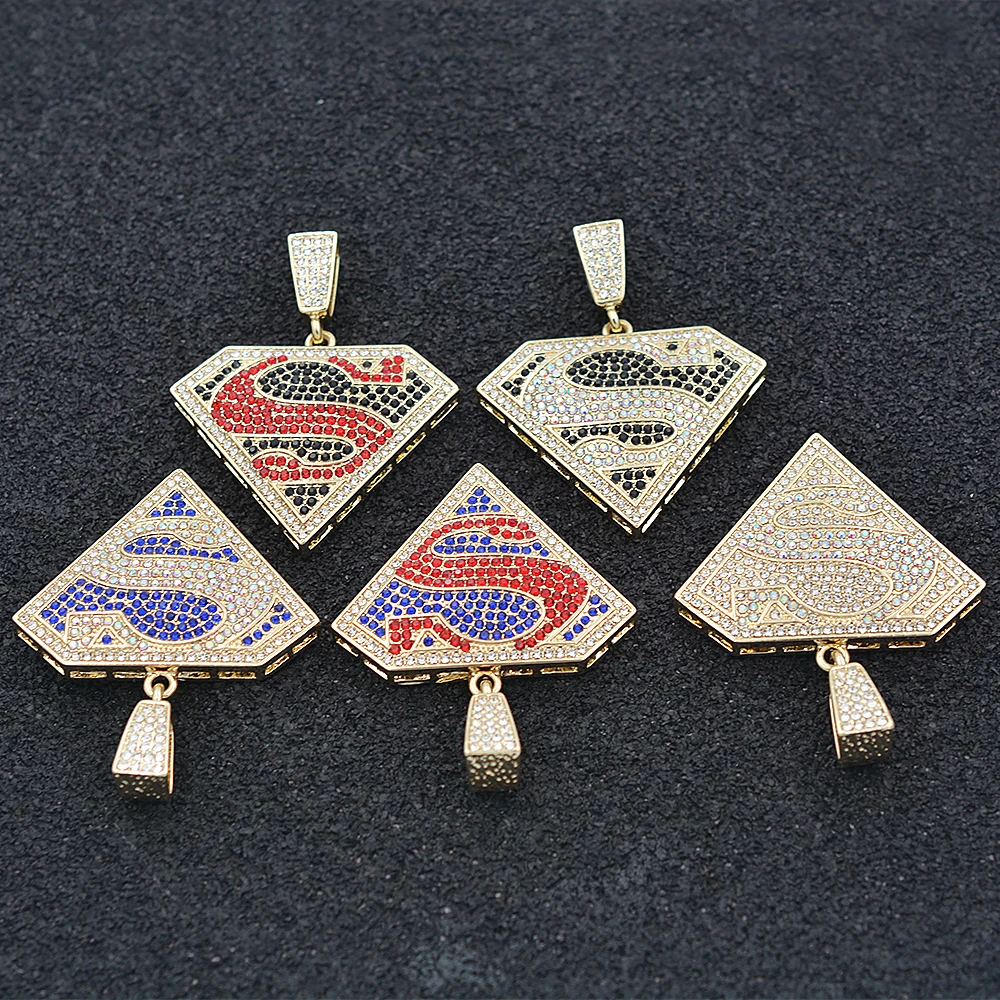 Diamond Jewelry Custom Design Superman Pendant 18k Gold Plated Jewelry