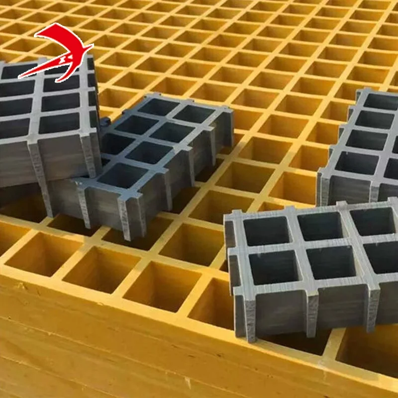 High Quality Extremely Durable Fire Resistant FRP Grating Panel Square Mesh 38*38mm For Building and Industrial Floor