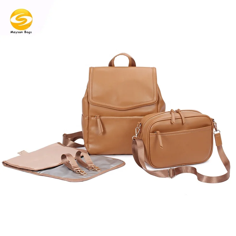 Multifunction diaper bags 4colors vegan leather baby bags for mom and dad waterproof leather changing bags include changing pad