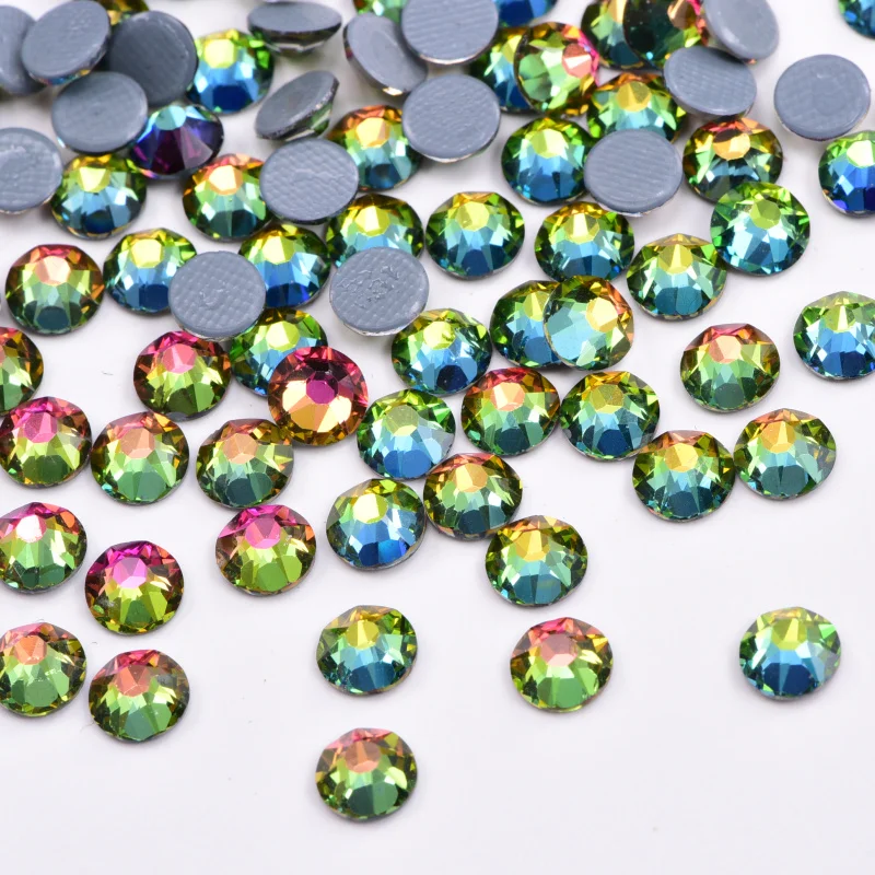 Wholesale Hot sale 2088 machine cut 8 big 8 small siam ab hot fix rhinestones hotfix strass for high heel shoes and clothes