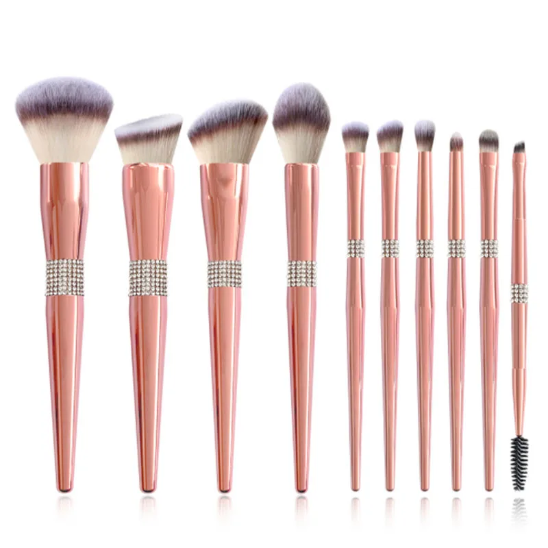 custom 14pcs rose golden makeup brushes sets professional highend cut crease korea diamond brush customer logo manufacturer