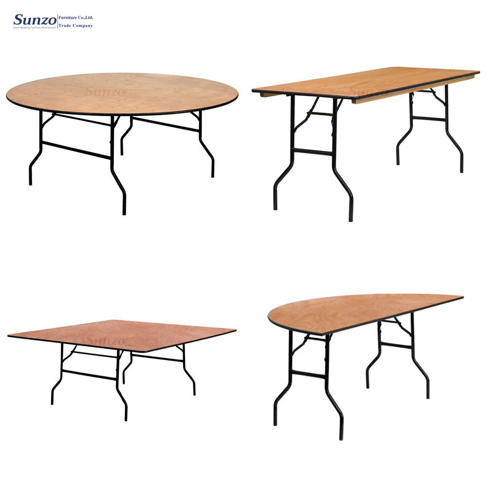 SZ 6FT Wedding Banquet Folding Table for Party and Events PlyWood Round Tables