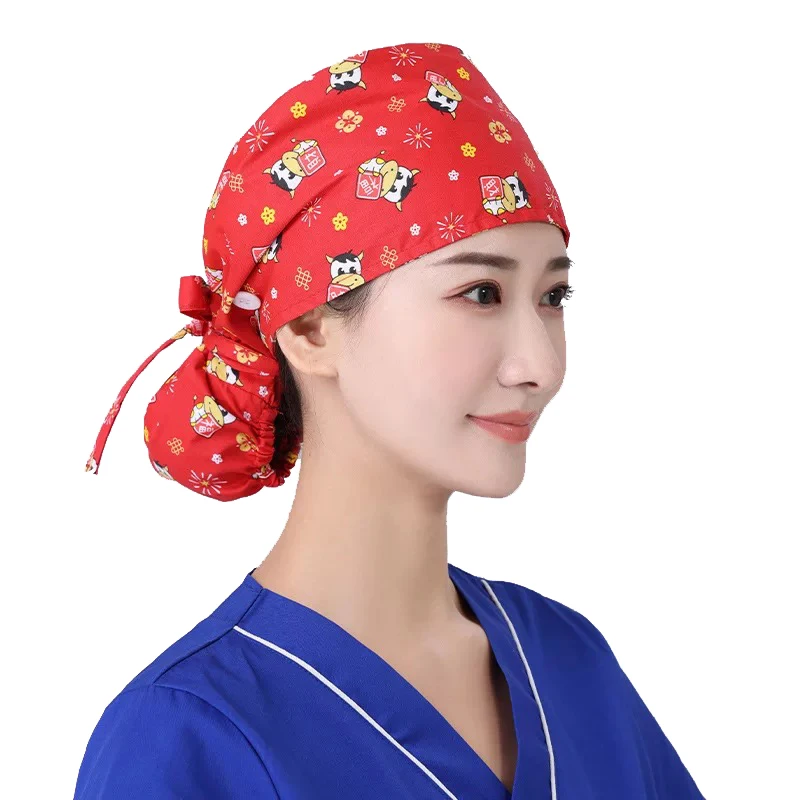 
Cotton Adjustable Pet Work Hats Dust Cap Nursing Cap Elastic Ponytail Caps 