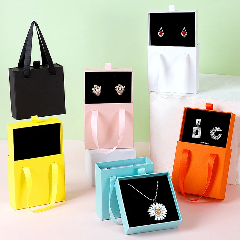 Wholesale cajas para joyeria custom logo blessing birthdays festivals anniversary wedding pull out sliding jewelry box