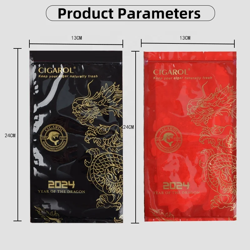 Custom Printing Cigar Humidifier Bag Plastic Smell Proof Ziplock Cigarillo Packaging Travel Cigar Humidor Bag
