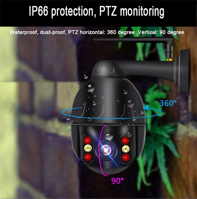 Камера Наружного видеонаблюдения Ultra HD, 4K, 8 Мп, IP, PTZ, Wi-Fi, датчик обнаружения человека, 5 МП, беспроводная система безопасности