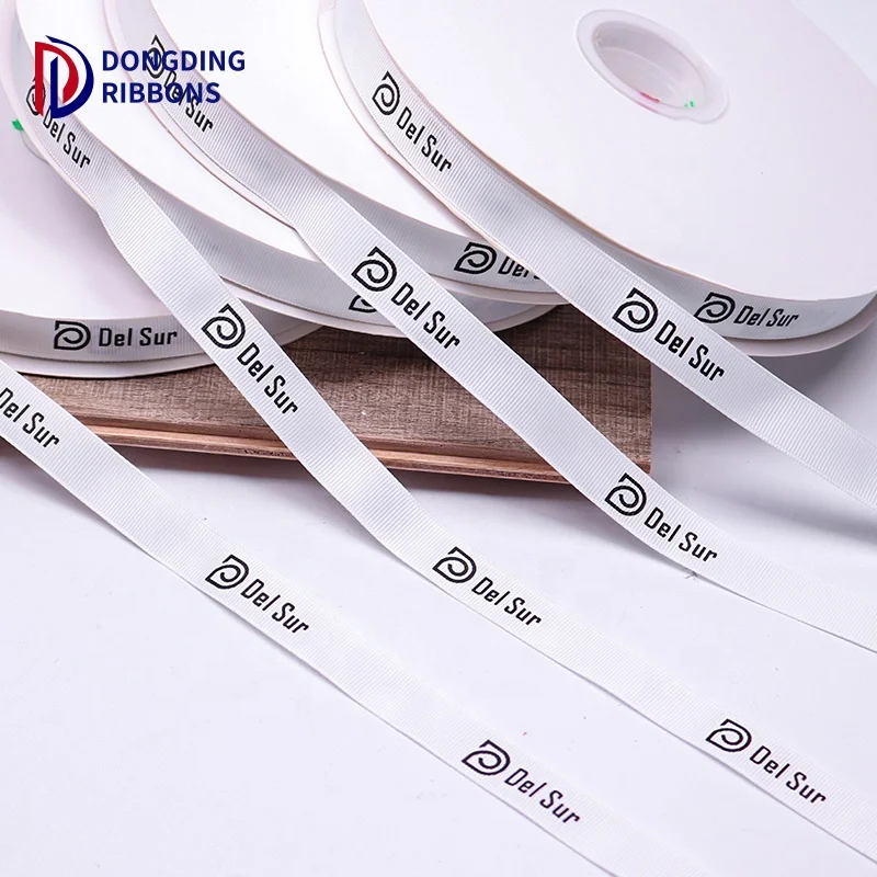 Wholesale Custom 5/8 inch Black Grosgrain Polyester Ribbon Print Brand Logo Silk Roll Satin Ribbon For Gifts