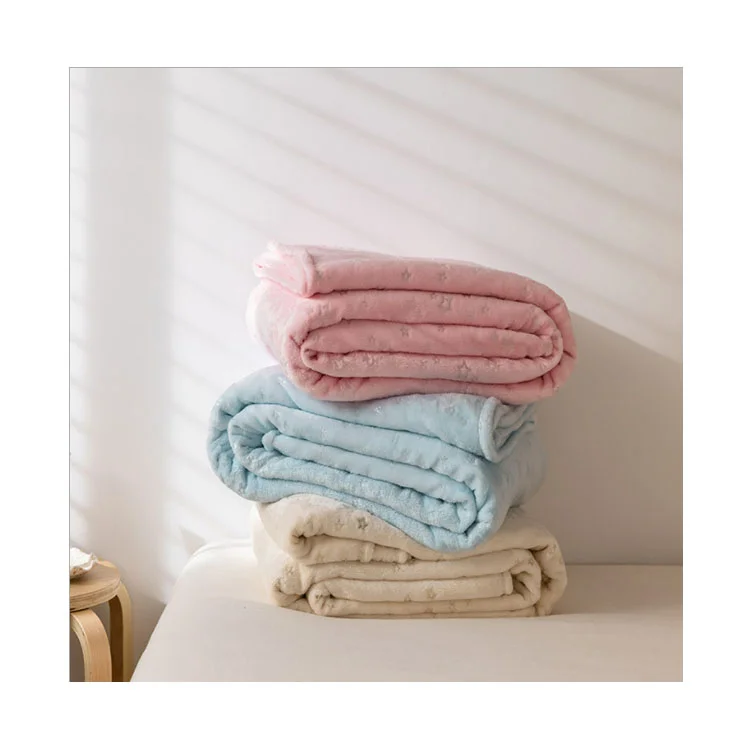Kingcason Manufacturer Wholesale Fuzzy Fluffy Gold Mink Fleece Blanket Bronzing Embossed Blanket