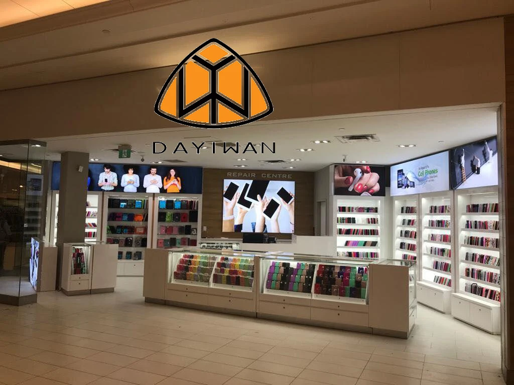 2024 Modern Mobile Shop Design Glass Show Case Display Gloss White Phone Display Cabinet