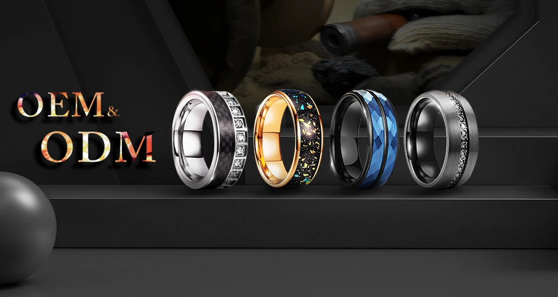 Fashion jewelry 8mm 6mm 4mm silver Tungsten Ring Natural Moss Agate Inlay men rings tungsten wedding brand ring