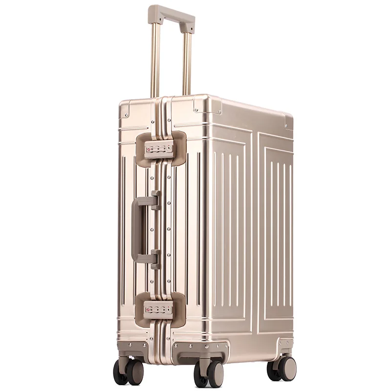 100% Aluminum Suitcase Travel Luggage With 4 Spinner Wheels 20 24 26 28 inch Custom Lightweight