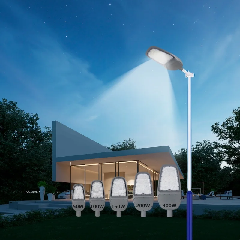 Aixuan LED Street Light Outdoor Road Lighting Engineering Light 100W 200W 300W Municipal Road Construction Road Lamp Cap