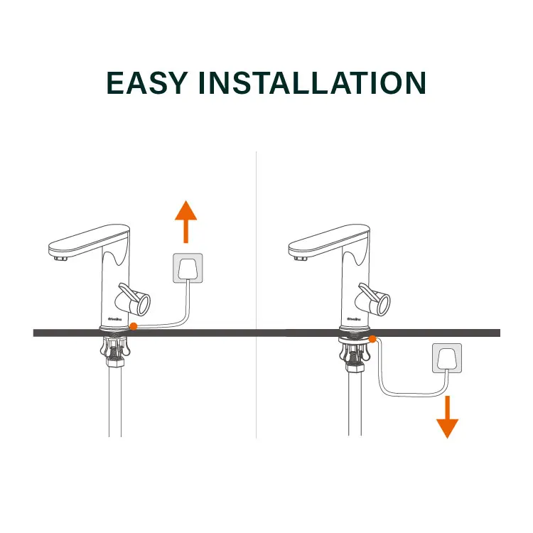 Briwellna Heating Tap LED Digital Display Basin Mixer Tap 2 in 1 Instant Electric Water Heater Tap Single Lever Geyser Faucet