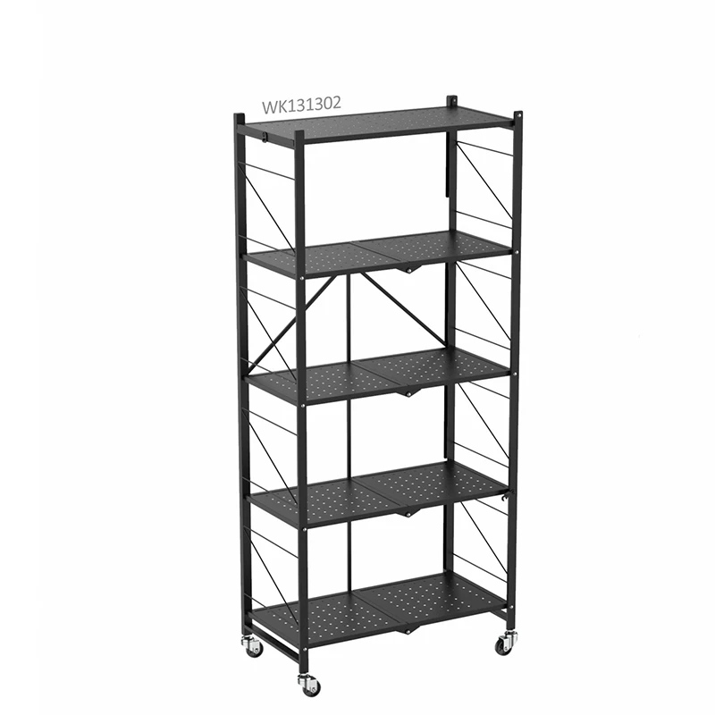 5 Tier Foldable Storage Shelf Rack Kitchen Organizer Portable Display Rack Storage Holders & Racks