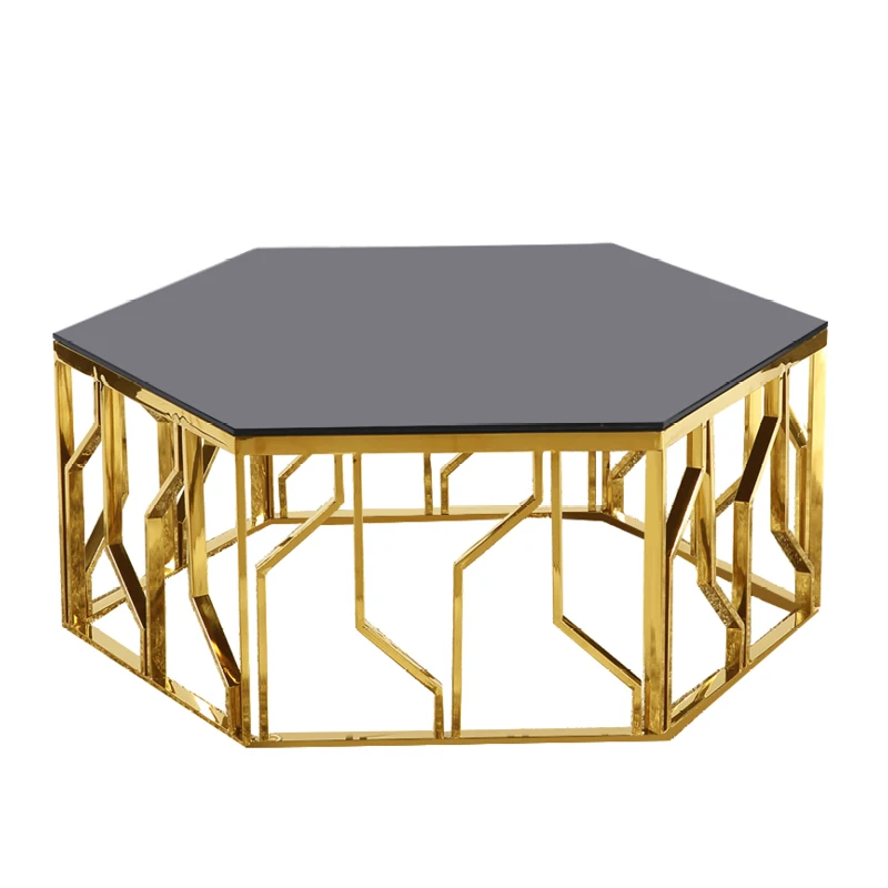 Round coffee table black rose glass and gold coffee table set square metal frame