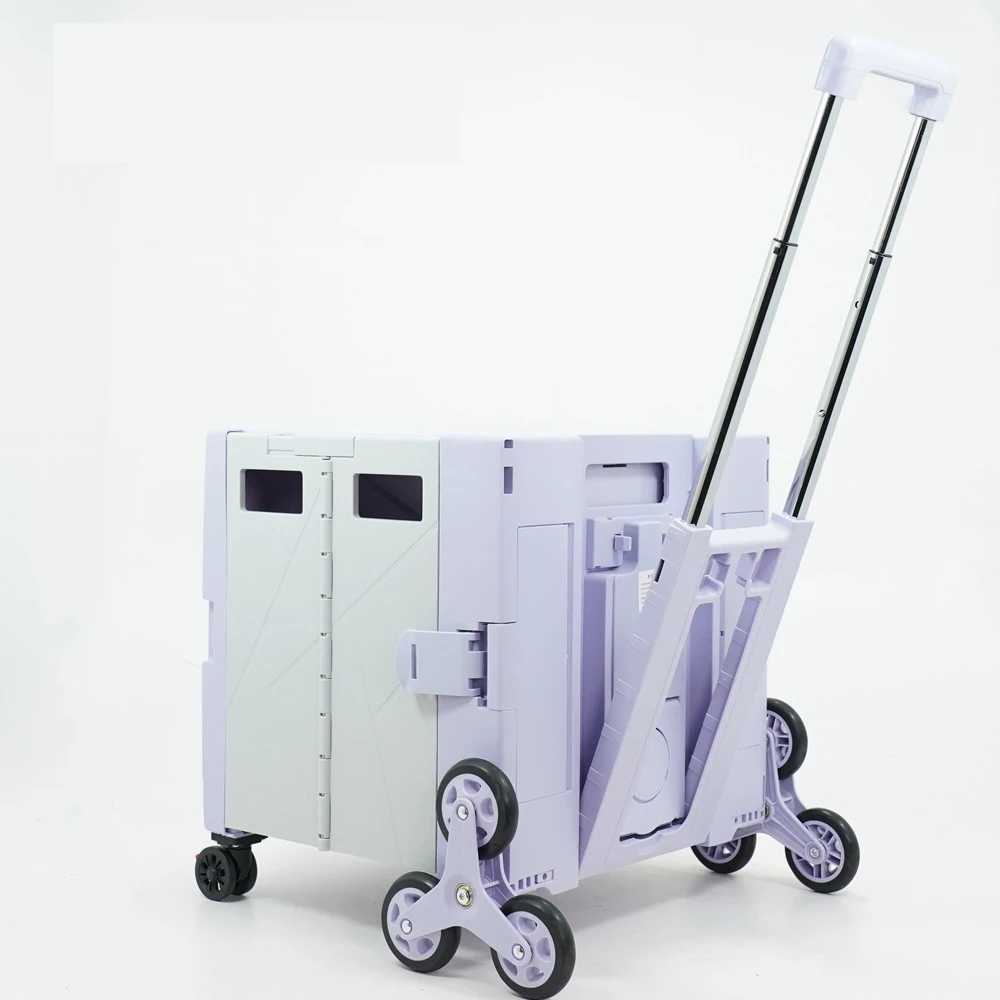 Korea Hot Selling Collapsible Storage Bins Plastic Folding Crate Foldable Camp Boxes with Wooden Lid