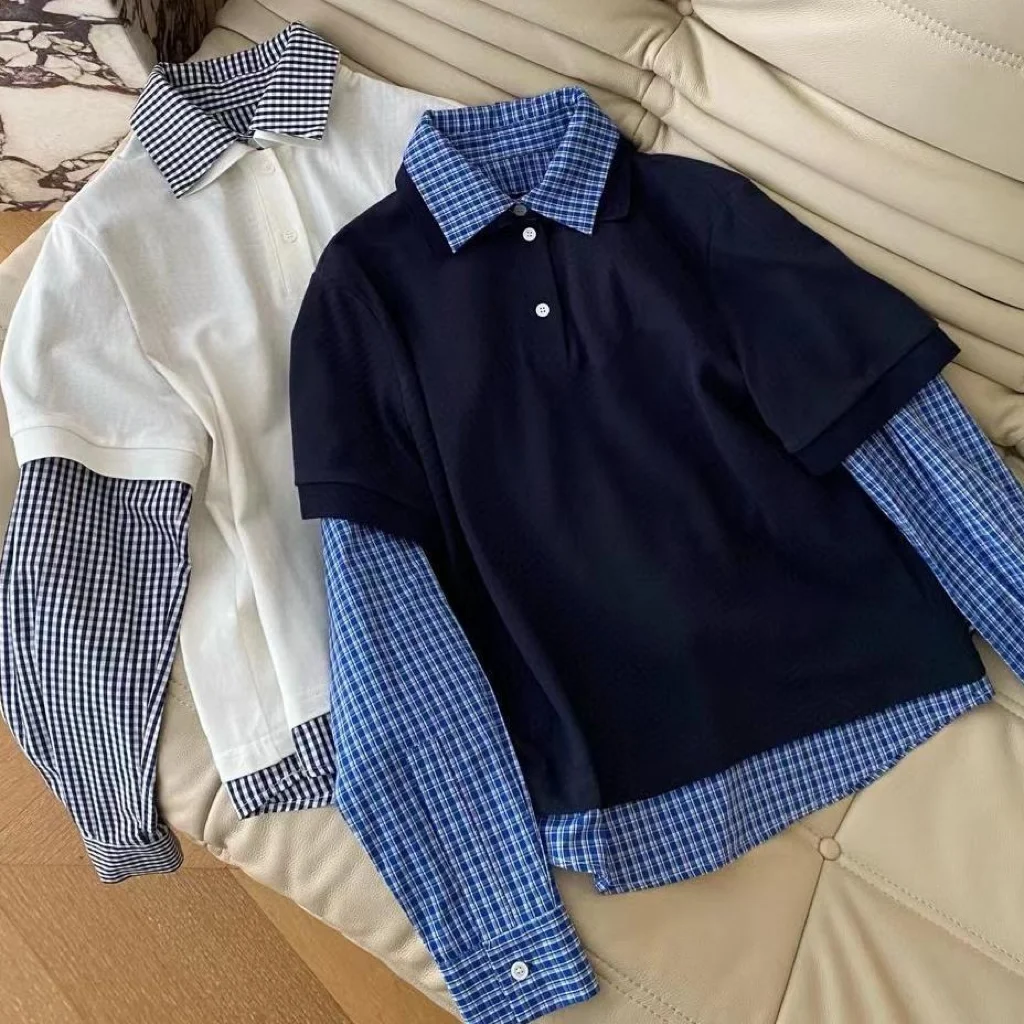 Candice 2024 Новейшая модная Высококачественная рубашка-поло хлопковая винтажная простая футболка с длинным рукавом