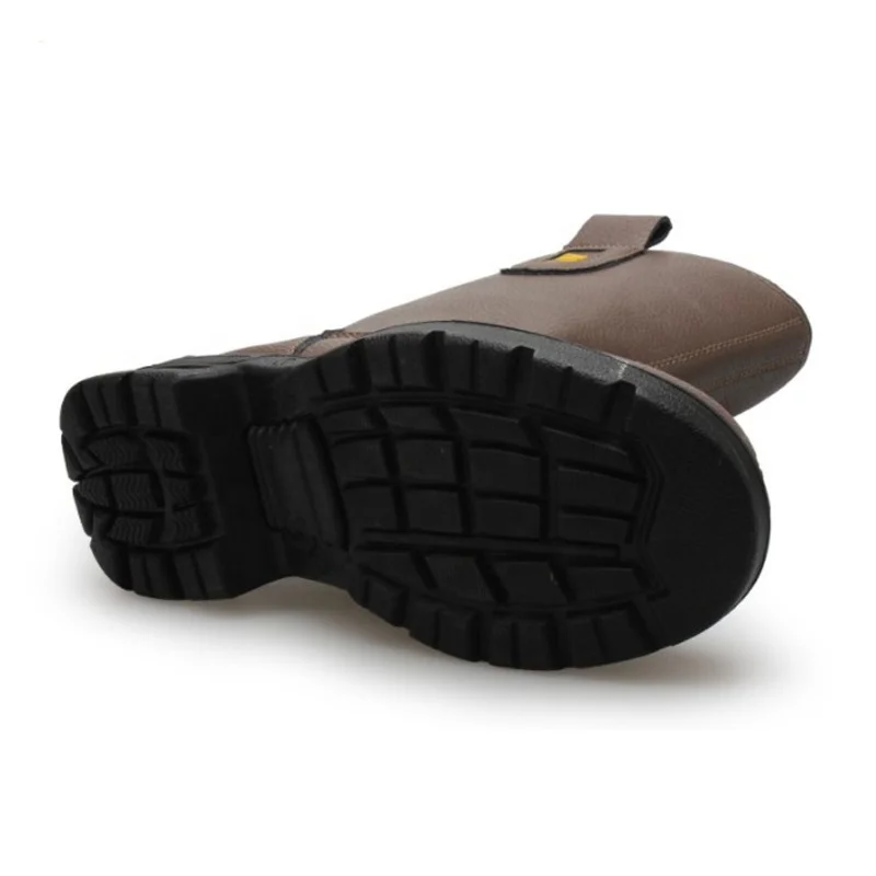 
High ankle oil water resistant anti slip brown leather steel toe cap anti static welding safety work boots for welders 