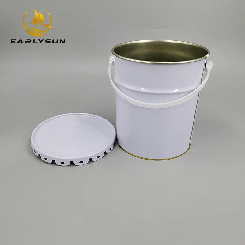 Cute Shape 5 Liter Metal Bucket Metal Tin Pail With Flower Lid And Plastic Handle