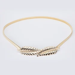 Fashion Lady Gold Elastic Shiny Luxury Skinny Metal Belt Custom Girl Dress Skirt Decoration Metal Chain Waist Belt