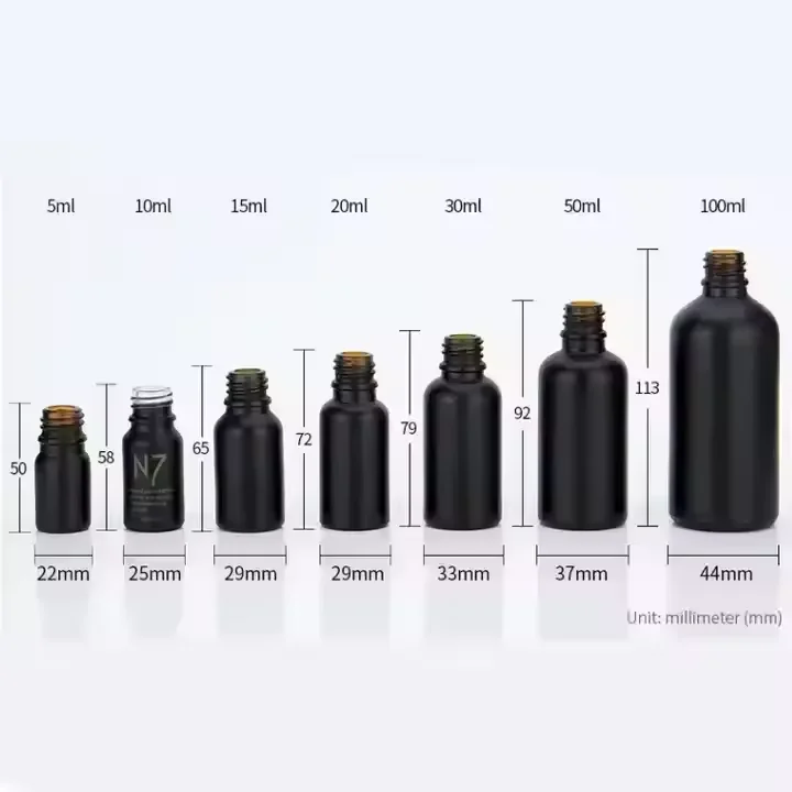 Wholesale Price Matte Black Dropper Essential Glass Bottle 10ml 20ml 30ml 50ml High End Black Bottle with Pipette  for Skincare
