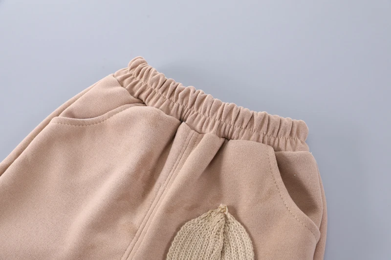 2024 Wholesale Factory Price Cheap Boys Kids Clothing Cartoon 3D Knitted Bear Hoodie Pants Baby Wear 2Pcs Children Clothes