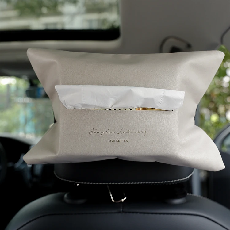 Soft Leather Wall Mounted Tissue Box Holder White Bathroom Office Tissue Box Holder