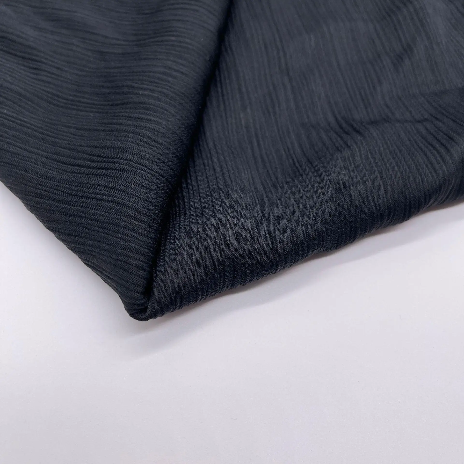 Дубайский мусульманский мягкий гофрированный полиэстер шифон черный Nida креп ткань для турецкого