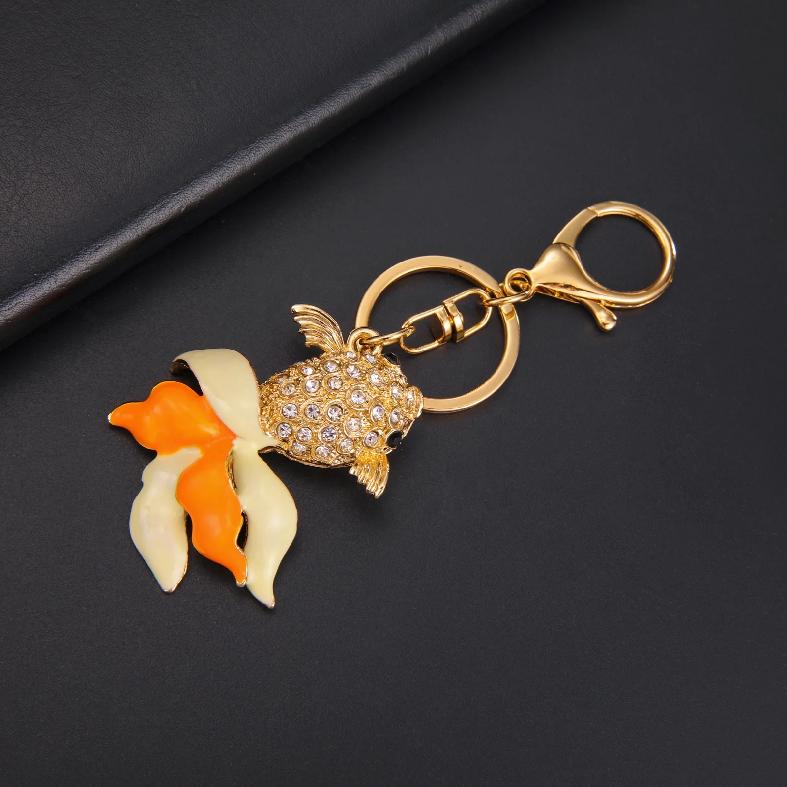 Zircon Goldfish Keychain Fashion Cute Animal Key Chain Daily Accessories Alloy Jewelry Gift