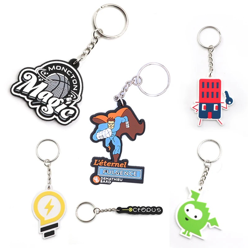 
Desent Custom Logo Soft Rubber PVC Plastic Keychain Ring Fashion 2D 3D Cute Cartoon Personalised Keychains For Promotional Gifts 