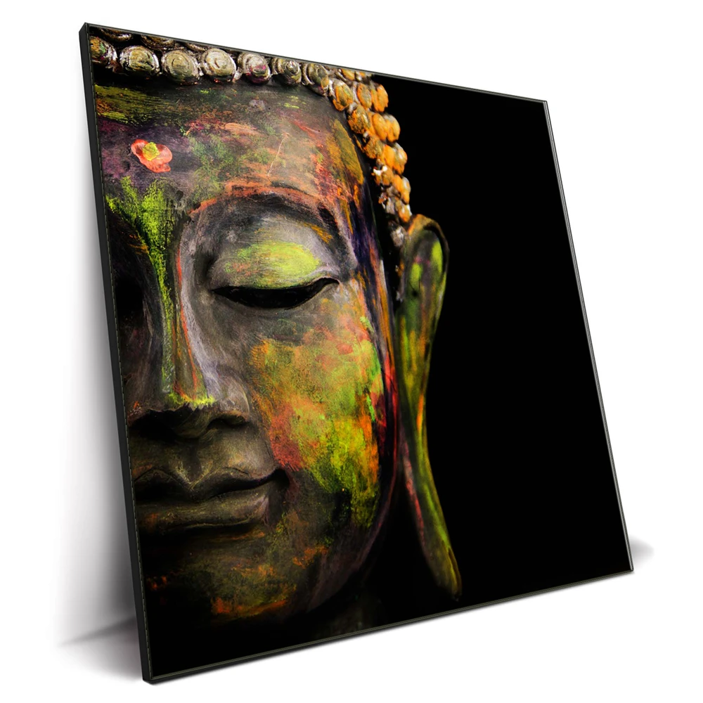 Wholesale Custom Painting Modern Abstract Buddha Portrait With Words Giclee Printing on Cotton Canvas for Wall Hanging Decor