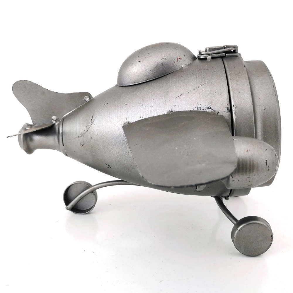 Rainhou hand made grey  airplane  metal desk & table home decor craft clocks