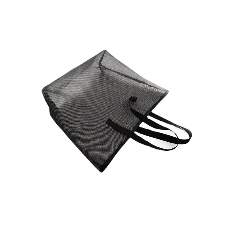 Фабричная 100% нейлоновая черная серебряная шелковая сумка Чистая Косметическая сетчатая ткань