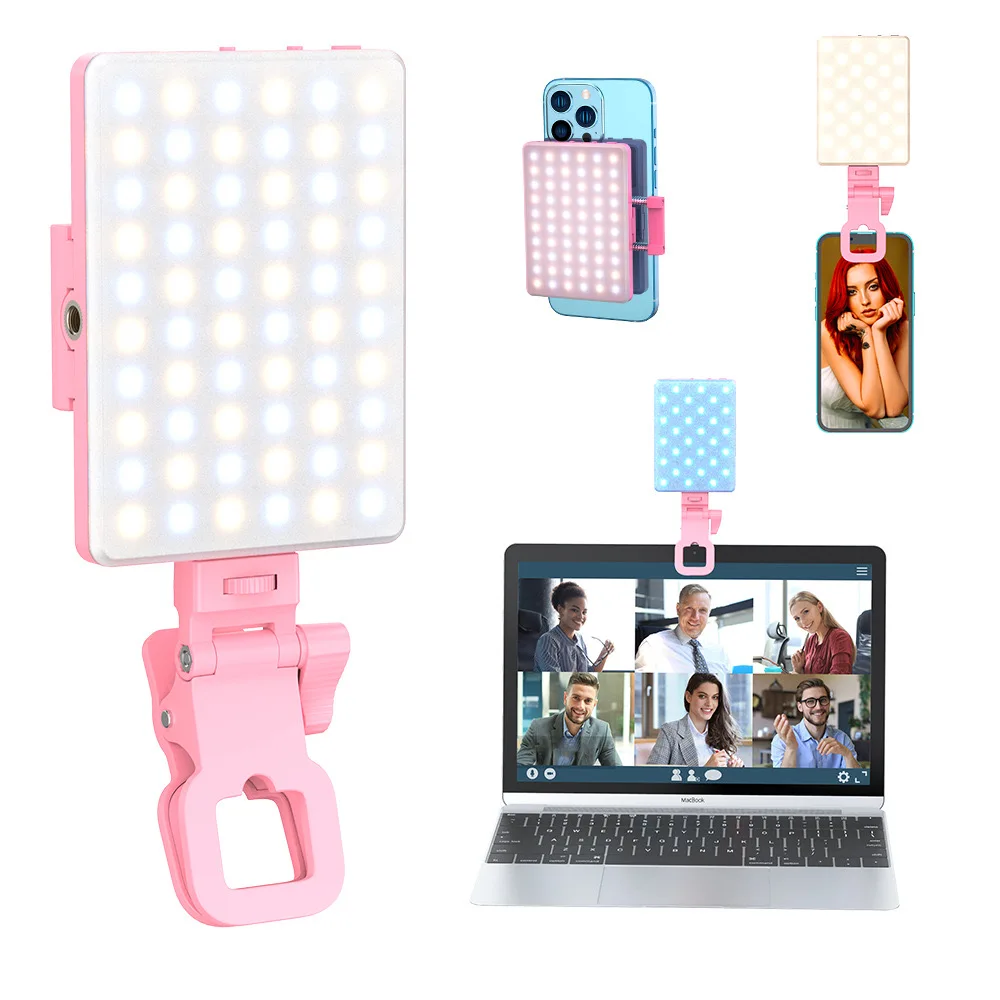 Convenient RGB Emitting Selfie Light Clip Mobile Phone Special Fill Light for Beauty Explosions-Proof Design