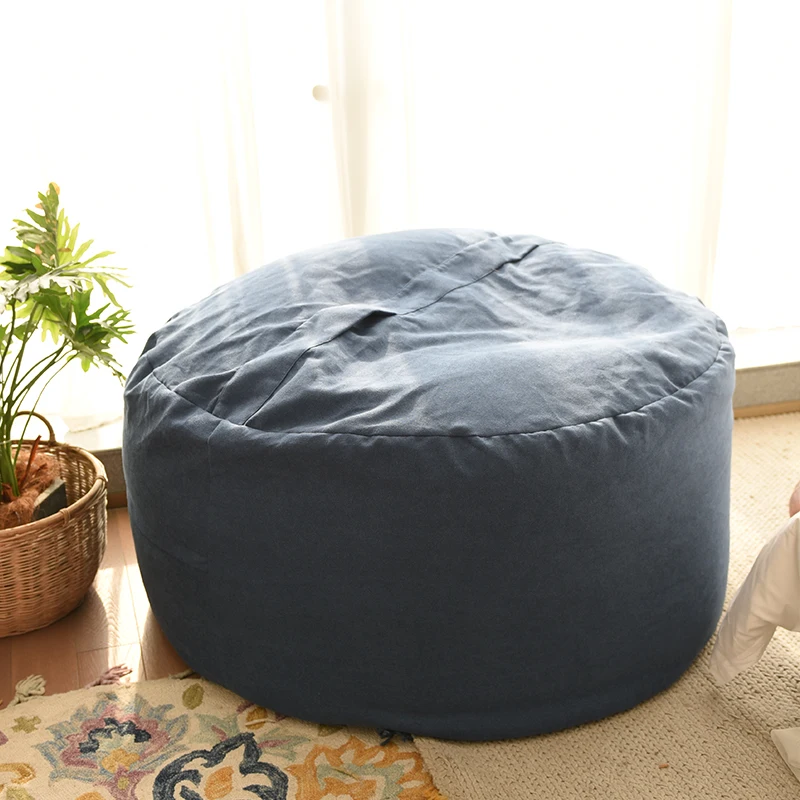 YUNJIN Velvet Giant One Seat Foam Filled Bean Bag Soft Comfortable Bedroom Corner Sofa Chairs Bean Bags For Adults Navy Blue XXL