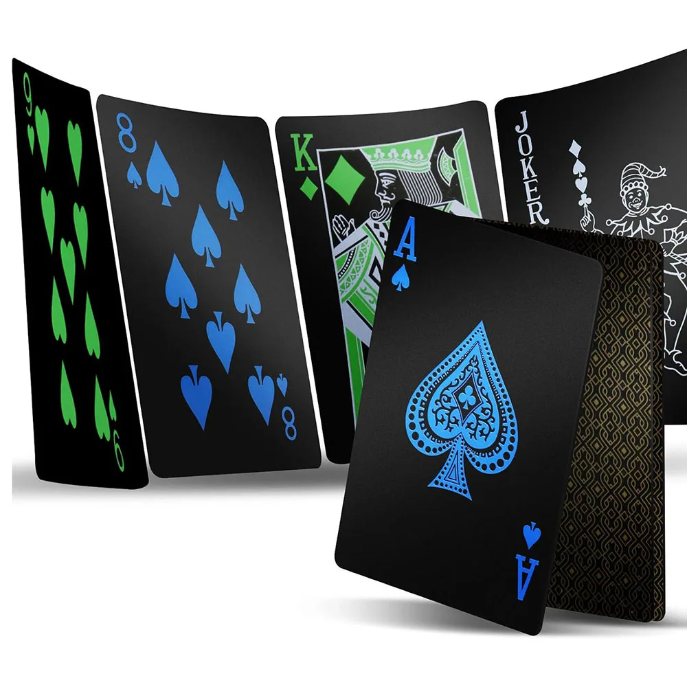 Premium Plastic Waterproof Black Playing Poker Cards Professional Luxury Deck of Cards for Adults