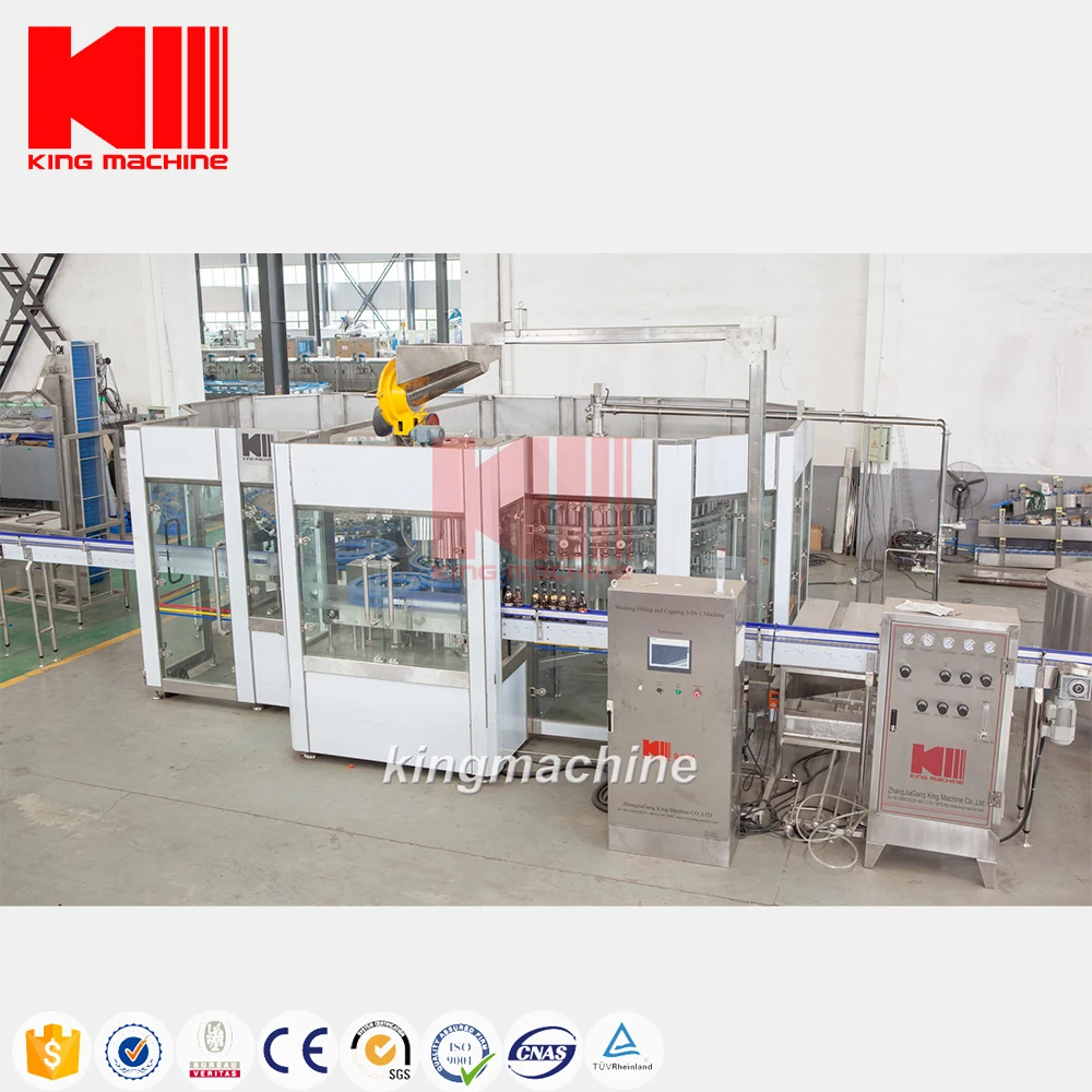 King machine automatic glass bottle red wine filling production line