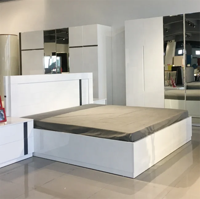 Bedroom Home Bed Furniture  MHAA006 Platform Bed Queen King Size Wood Beds