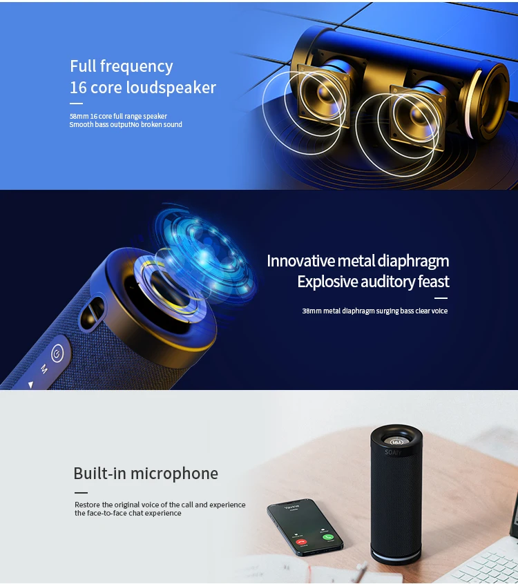 E12 IPX6 Водонепроницаемый 10 Вт высокомощный наружный портативный karoke midrange глубокий бас tws-динамик с микрофоном